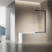 Душевая шторка на ванну VSB-6E900CLB-R, 900*1400, черный, стекло прозрачное, правая