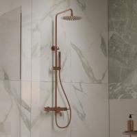 Душевая стойка Вилла (Villa) VSFS-1VL1BC с изливом, 25см верх. душ из нерж. стали, брашированная медь