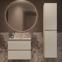 База под раковину Велле (Welle) 600 подвесная, 2 выкатных ящика микролифт, Бежевый матовый софт-тач