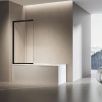 Душевая шторка на ванну VSB-6E900CLB-L, 900*1400, черный, стекло прозрачное, левая