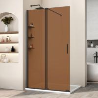 Душевая перегородка Walk-In VSW-1WSL120GSB, 1200*2000, черный матовый, стекло янтарь Душевая перегородка Walk-In VSW-1WSL120GSB, 1200*2000, черный матовый, стекло янтарь