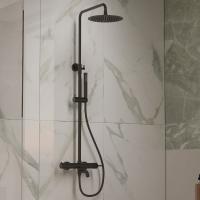 Душевая стойка Villa VSFS-1VL1MB с изливом, 25см верх. душ из нерж. стали, черный