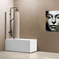 Душевая шторка на ванну VSB-12114CLGM, 1140*1400, вороненая сталь, стекло прозрачное