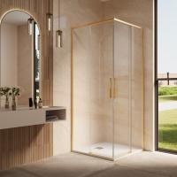 Душевой уголок Ультима (Ultima) VSS-7UL8080CLG, 800*800, брашированное золото, стекло прозрачное