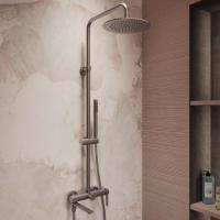 Душевая стойка Линеа (Linea) VSFS-4LN1GM с изливом, вороненая сталь