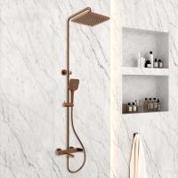 Душевая стойка Куб (Cube) VSFS-1C1BC с изливом, брашированная медь