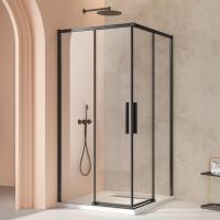 Душевой уголок Слим 8мм (Slim 8mm) VSS-4SL900CLB, 900*900, черный матовый, стекло прозрачное