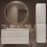 База под раковину Велле (Welle) 1000 подвесная, 2 выкатных ящика микролифт, Белый матовый софт-тач