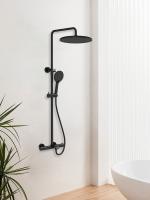 Душевая стойка Esse VSFS-1E1TMB термостатическая с изливом, 25см верх душ, черный 