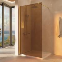 Душевая перегородка Walk-In VSW-1H100GSG, 1000*2000, матовый золотой, стекло янтарь