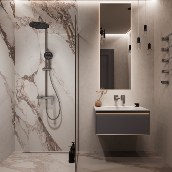 Смеситель для раковины Puro VBFW-5P01GM встраиваемый однорычажный, вороненая сталь