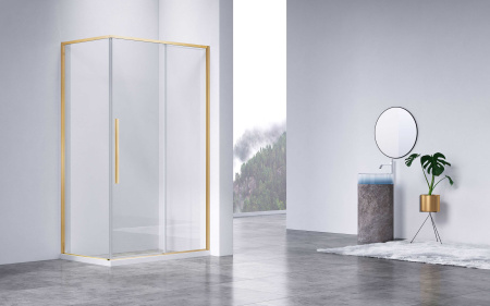 Душевой уголок Слим-Н (Slim-N) VSR-4SN8013CLG, 1300*800, брашированное золото, стекло прозрачное