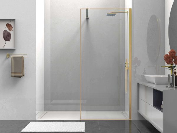 Душевая перегородка Walk-In VSW-1HS800CLG, 800*2000, брашированное золото, стекло прозрачное Душевая перегородка Walk-In VSW-1HS800CLG, 800*2000, брашированное золото, стекло прозрачное