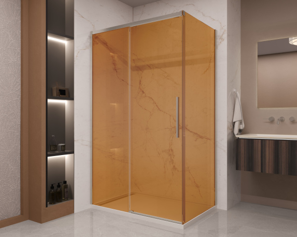 Душевой уголок Стелла (Stella) VSR-1ST9012GSBN, 1200*900, брашированный никель, стекло янтарь