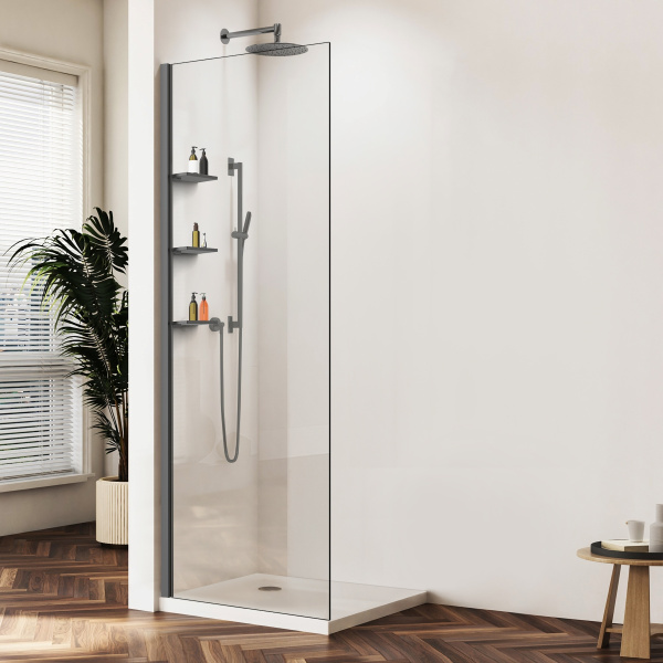 Душевая перегородка Walk-In VSW-1HWS100CLGM, 1000*2000, вороненая сталь, стекло прозрачное Душевая перегородка Walk-In VSW-1HWS100CLGM, 1000*2000, вороненая сталь, стекло прозрачное