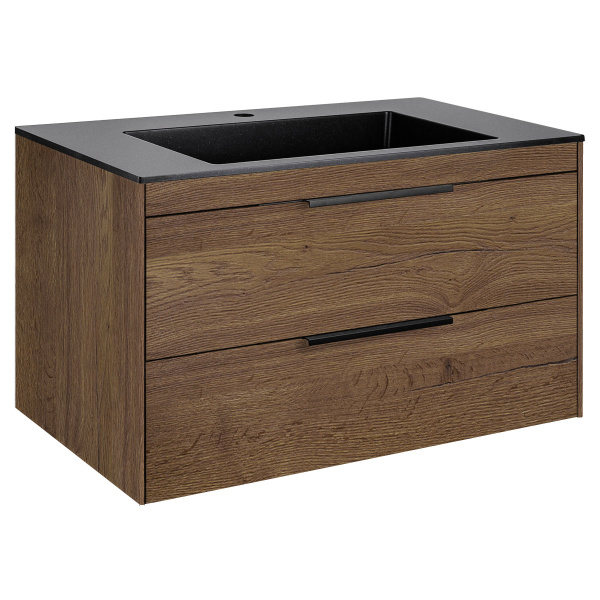 База под раковину Chiara 2D 800 подвесная, 2 выкатных ящика soft-close, T.Oak