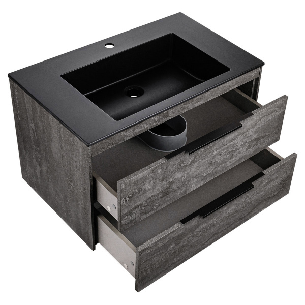 База под раковину Chiara 2D 800 подвесная, 2 выкатных ящика soft-close, G.Stone