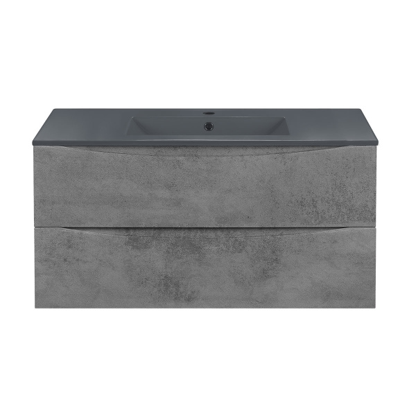 База под керамическую раковину Mia 1000 подвесная, 2 выкатных ящика soft close, Beton