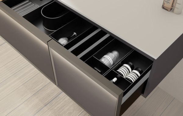 База под раковину Elise 1200 подвесная, 2 выкатных ящика soft close, серый матовый