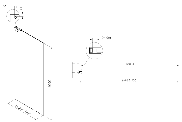 Душевая перегородка Walk-In VSW-7HA900CL, 900*2000, хром, стекло прозрачное Душевая перегородка Walk-In VSW-7HA900CL, 900*2000, хром, стекло прозрачное