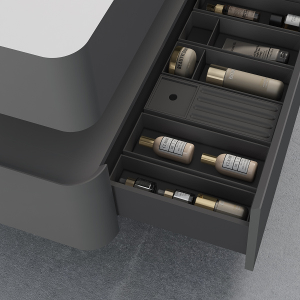 База под раковину Caprise 1200 подвесная, 1 выкатной ящик soft close, серый матовый