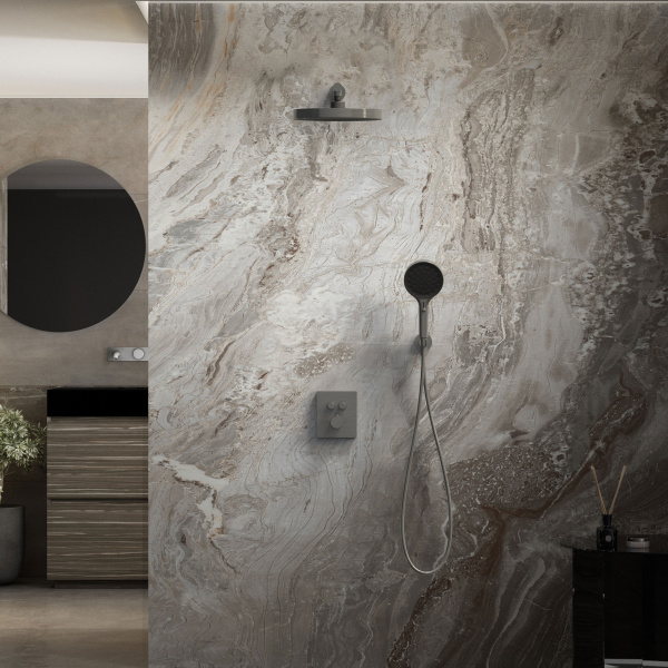 Душевой комплект Inspire VSFW-3I21T2GM встраиваемый, термостатический, двухрежимный, вороненая сталь