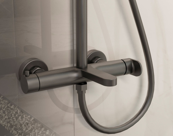 Душевая стойка Rondo VSFS-1R1GM с изливом, вороненая сталь