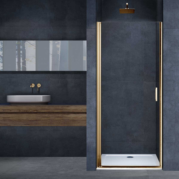Душевая дверь Alpha VDP-3AL800CLG , брашированное золото, стекло прозрачное Душевая дверь Alpha VDP-3AL800CLG , брашированное золото, стекло прозрачное