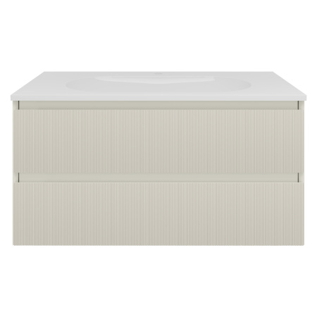 База под раковину Велле (Welle) 1000 подвесная, 2 выкатных ящика микролифт, Бежевый матовый софт-тач