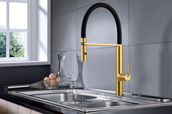 Смеситель для кухни Vincea VKF-114BG, брашированное золото