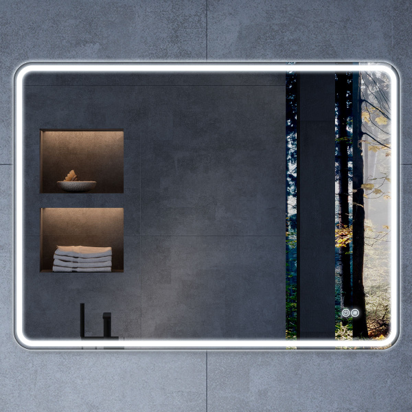 Зеркало LED VLM-3VC1007-2 1000х700 c сенсорным выключателем и диммером, антизапотевание