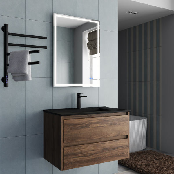 База под раковину Gio 800 подвесная, 2 выкатных ящика soft-close, C.Oak