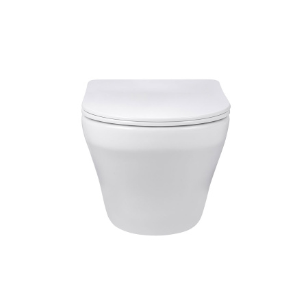 Унитаз подвесной безободковый Vincea Эдж-М (Edge-M) VT1-37, цвет белый, ультратонкое сиденье с плавным опусканием, Горизонтальный выпуск