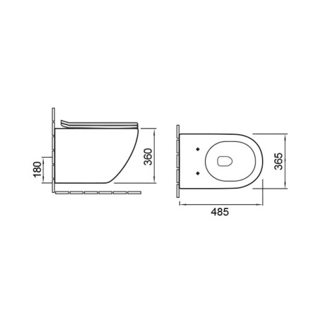 Унитаз подвесной безободковый Vincea Глобо (Globo) VT1-14S, цвет белый, ультратонкое сиденье с плавным опусканием, Горизонтальный выпуск