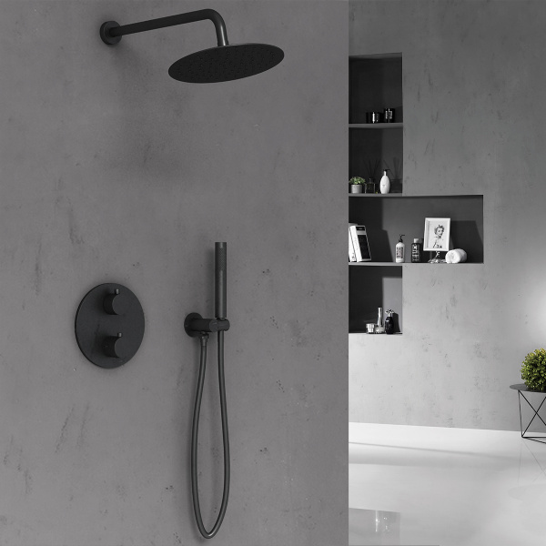 Душевой комплект VSFW-101TMB термостат встраиваемый, 2 режима, черный