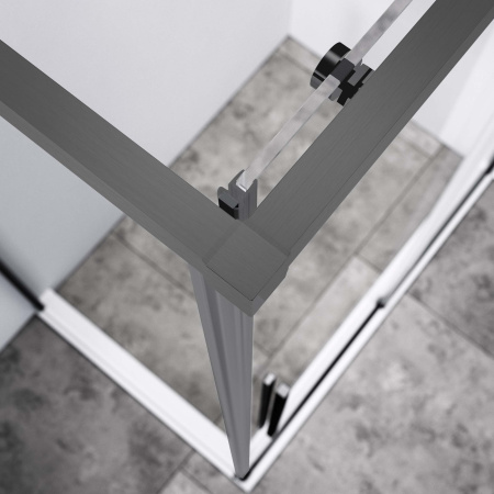 Душевой уголок Slim-N VSR-4SN8011CLGM, 1100*800, вороненая сталь, стекло прозрачное