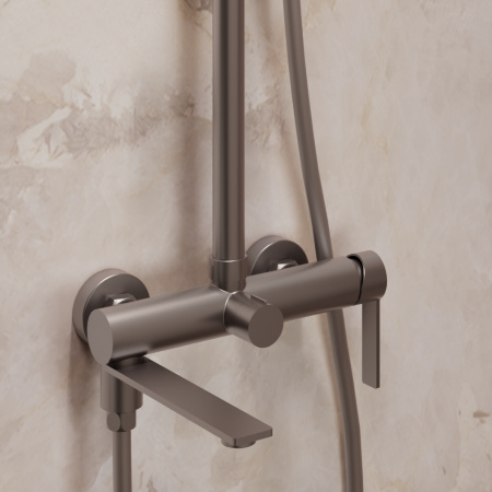 Душевая стойка Линеа (Linea) VSFS-4LN1GM с изливом, вороненая сталь