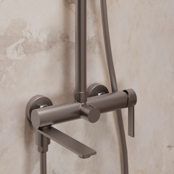 Душевая стойка Линеа (Linea) VSFS-4LN1GM с изливом, вороненая сталь