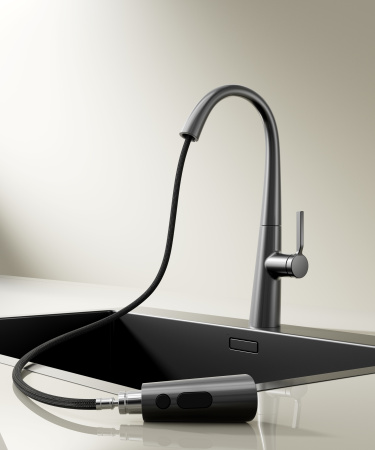 Смеситель для кухни Vincea VKF-176GM, вороненая сталь