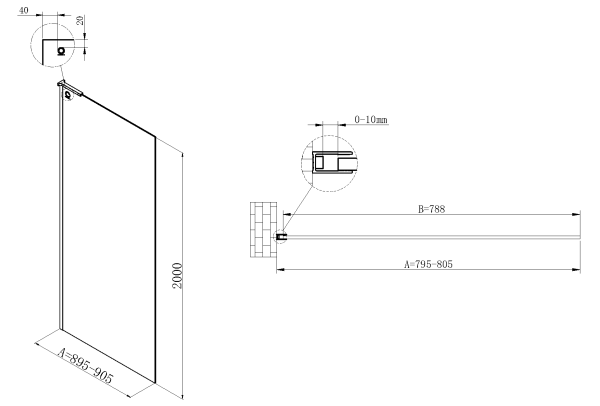 Душевая перегородка Walk-In VSW-7HA800CL, 800*2000, хром, стекло прозрачное Душевая перегородка Walk-In VSW-7HA800CL, 800*2000, хром, стекло прозрачное