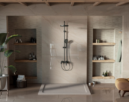 Душевая стойка VSFS-413MB с изливом, черный матовый