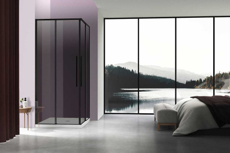 Душевой уголок Slim-N VSS-4SN8010CGB, 1000*800, черный, стекло тонированное