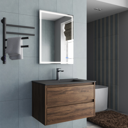 База под раковину Джио (Gio) 800 подвесная, 2 выкатных ящика микролифт, Дуб Чарльстон (C.Oak)