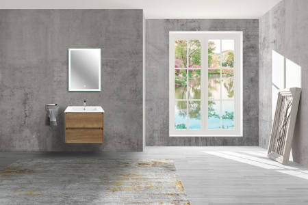 База под раковину Джио (Gio) 600 подвесная, 2 выкатных ящика микролифт, Дуб табак (T.Oak)