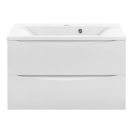 База под раковину Миа (Mia) 800 подвесная, 2 выкатных ящика микролифт, Белый глянцевый (G.White)