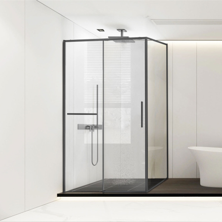 Душевой уголок Слим Софт (Slim Soft) VSR-1SS8011CLGM, 1100*800, вороненая сталь, стекло прозрачное