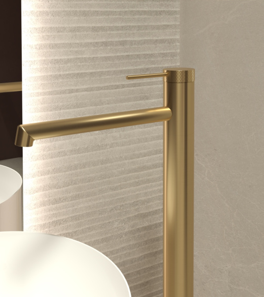 Смеситель для раковины напольный Rim VFBF-2R1BG, однорычажный, брашированное золото Смеситель для раковины напольный Rim VFBF-2R1BG, однорычажный, брашированное золото