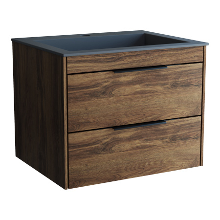 База под раковину Кьяра 2D (Chiara 2D) 600 подвесная, 2 выкатных ящика микролифт, Дуб Чарльстон (C.Oak)