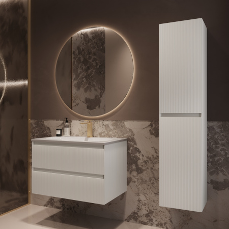 База под раковину Велле (Welle) 800 подвесная, 2 выкатных ящика микролифт, Белый матовый софт-тач