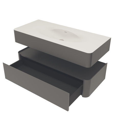 База под раковину Каприз (Caprise) 1200 подвесная, 1 выкатной ящик микролифт, серый матовый